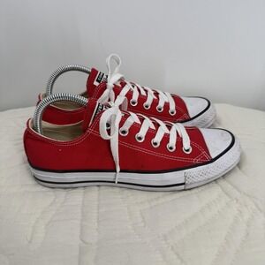 Converse Chuck Taylor All Star Shoes Womens 8 Red Low Top Canvas Retro Sneakers